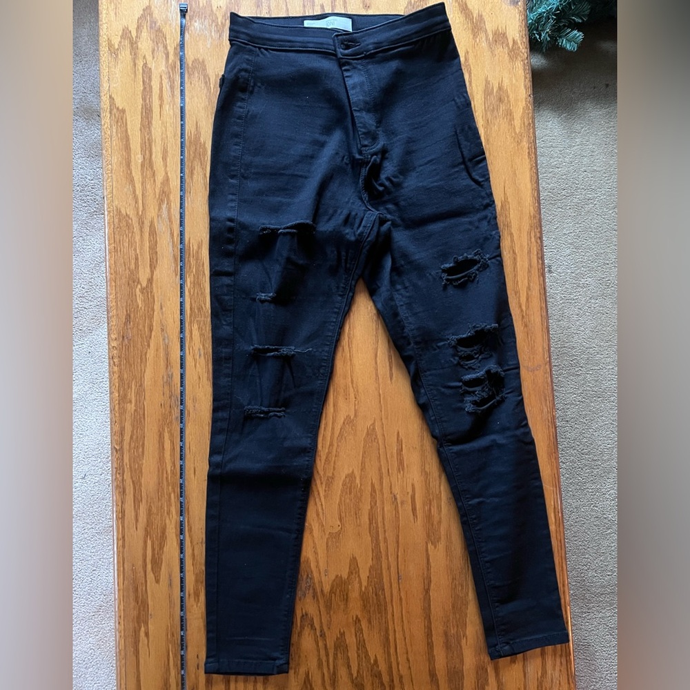 Topshop Black Distressed Skinny Jeans